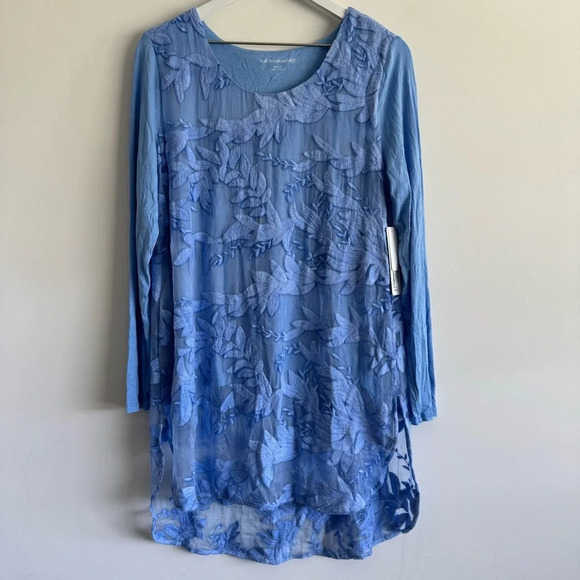 SOFT SURROUNDINGS Heart Song Blue Embroidered Tunic size medium NWT - Picture 2 of 9